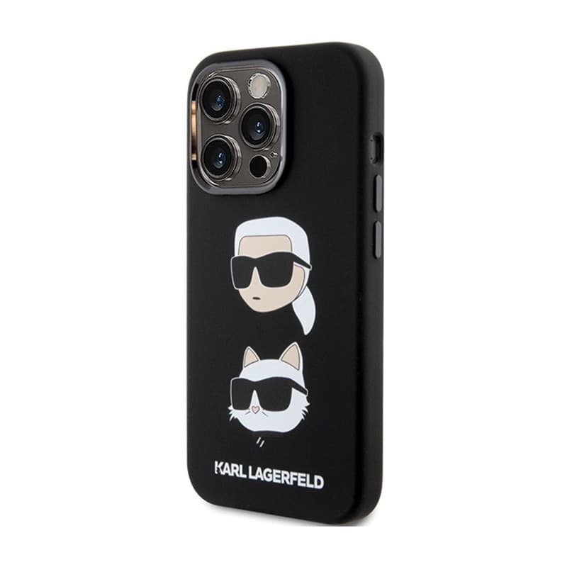 Karl Lagerfeld Silicone Karl & Choupette Heads - iPhone 15 Pro Case (Black) - 2