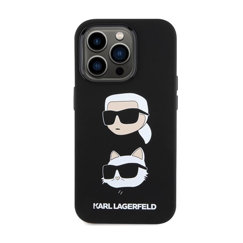Karl Lagerfeld Silicone Karl & Choupette Heads - iPhone 15 Pro Case (Black) - 3