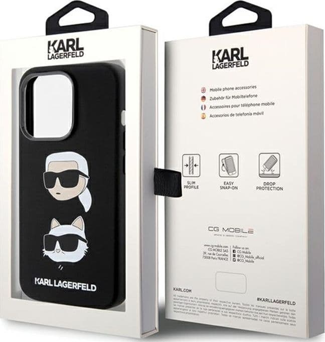 Karl Lagerfeld Silicone Karl & Choupette Heads - iPhone 15 Pro Case (Black) - 8