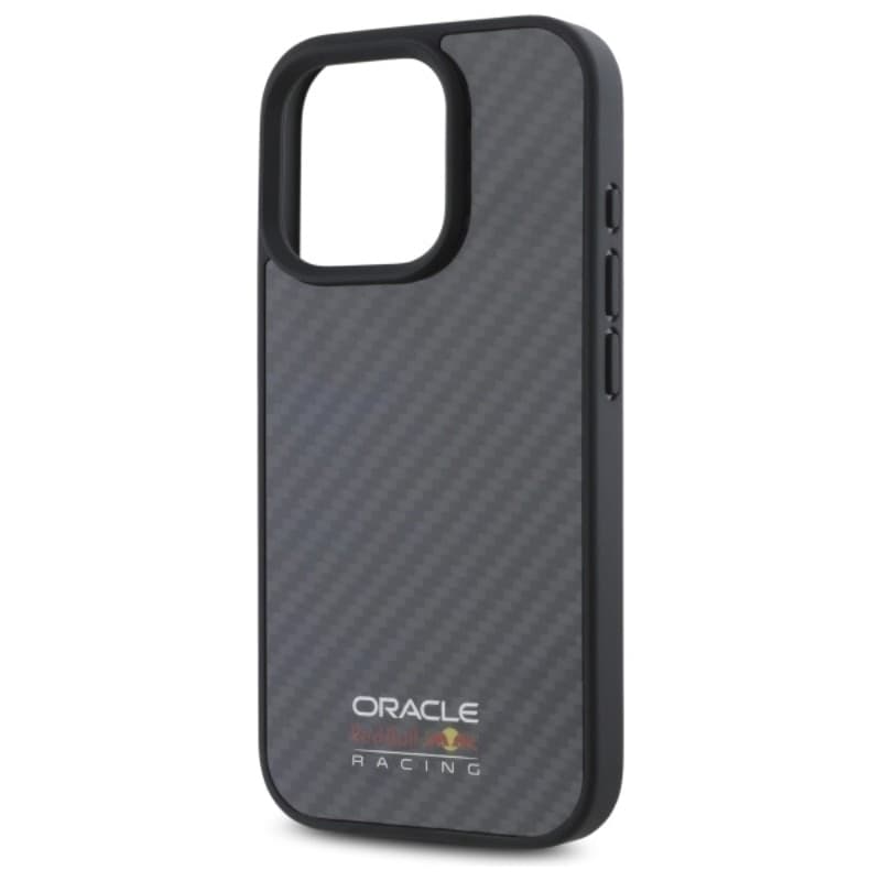 Custodia MagSafe per iPhone 16 Pro con logo lucido in fibra di carbonio Red Bull (nera) - 6