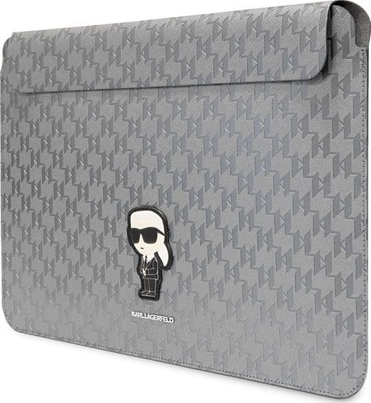Karl Lagerfeld NFT Saffiano Monogram Ikonik Karl Sleeve - 14" Notebook Case (Silver) - 2