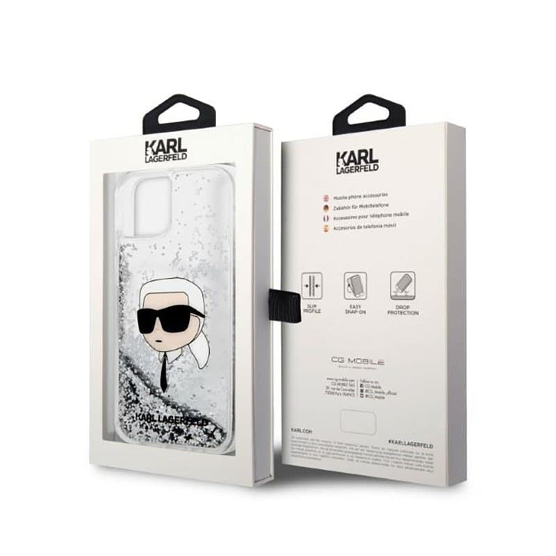 Karl Lagerfeld Liquid Glitter NFT Karl's Head - Case for iPhone 14 Plus (Silver) - 8