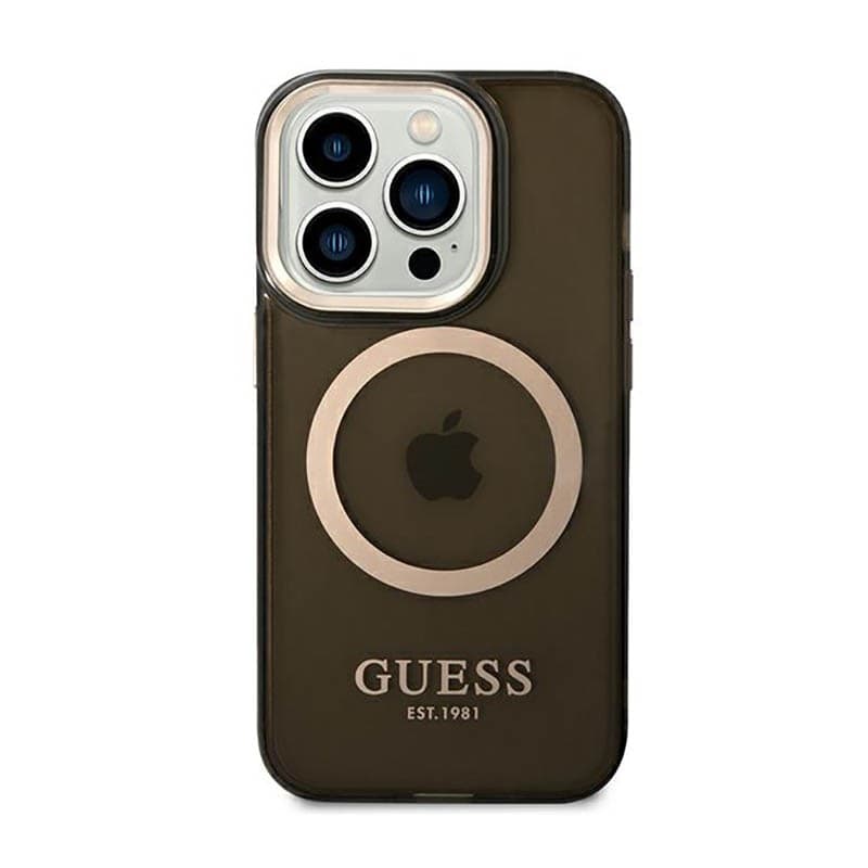 Guess Gold Outline Translucent MagSafe - Case for iPhone 14 Pro (Black) - 3