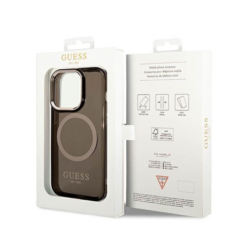 Guess Gold Outline Translucent MagSafe - Case for iPhone 14 Pro (Black) - 8