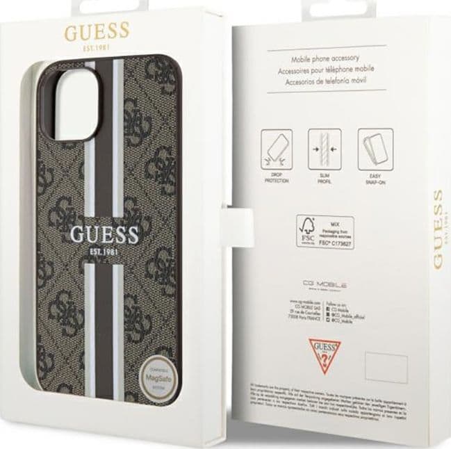 Guess 4G Printed Stripes MagSafe - Case for iPhone 14 Plus (Brown) - 8