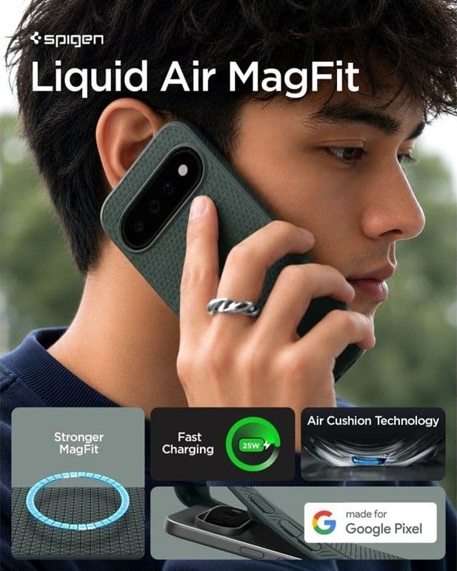 Spigen Liquid Air Mag MagSafe - Custodia per Google Pixel 11 (Verde Abisso) - 7