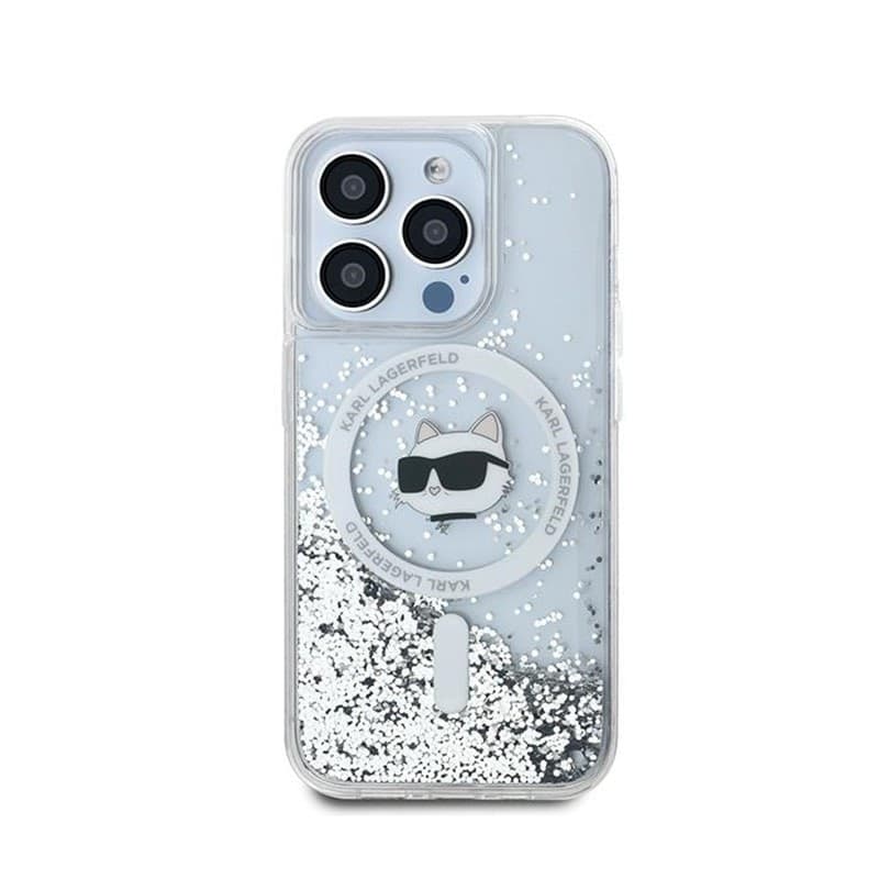 Karl Lagerfeld Liquid Glitter Choupette Head MagSafe - iPhone 13 Pro Case (Transparent) - 3