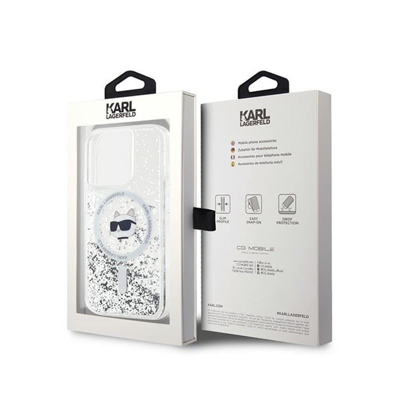 Karl Lagerfeld Liquid Glitter Choupette Head MagSafe - iPhone 13 Pro Case (Transparent) - 8