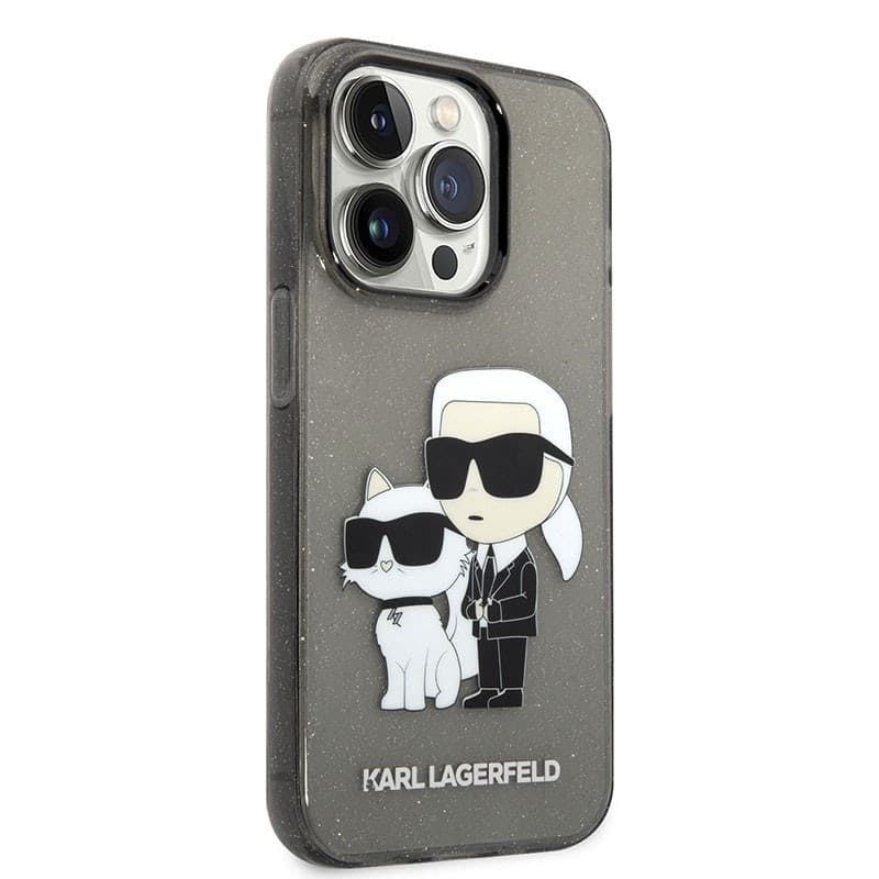 Karl Lagerfeld IML Glitter NFT Karl & Choupette - Case for iPhone 14 Pro Max (Black) - 3