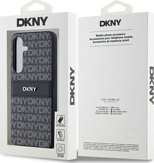 DKNY Leather Mono Stripe & Metal Logo - Samsung Galaxy S24+ Case (black) - 8