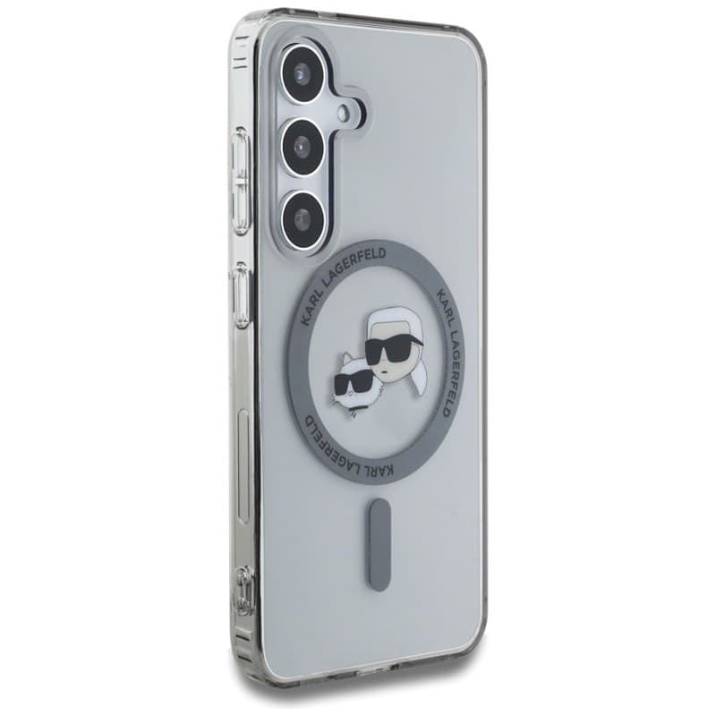 Karl Lagerfeld Button Karl & Choupette Heads Printed Logo MagSafe - Case for Samsung Galaxy S25+ (Black) - 4