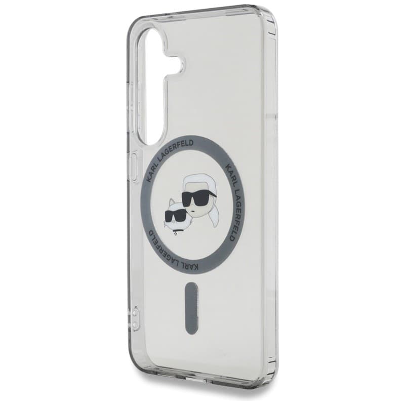 Karl Lagerfeld Button Karl & Choupette Heads Printed Logo MagSafe - Case for Samsung Galaxy S25+ (Black) - 6