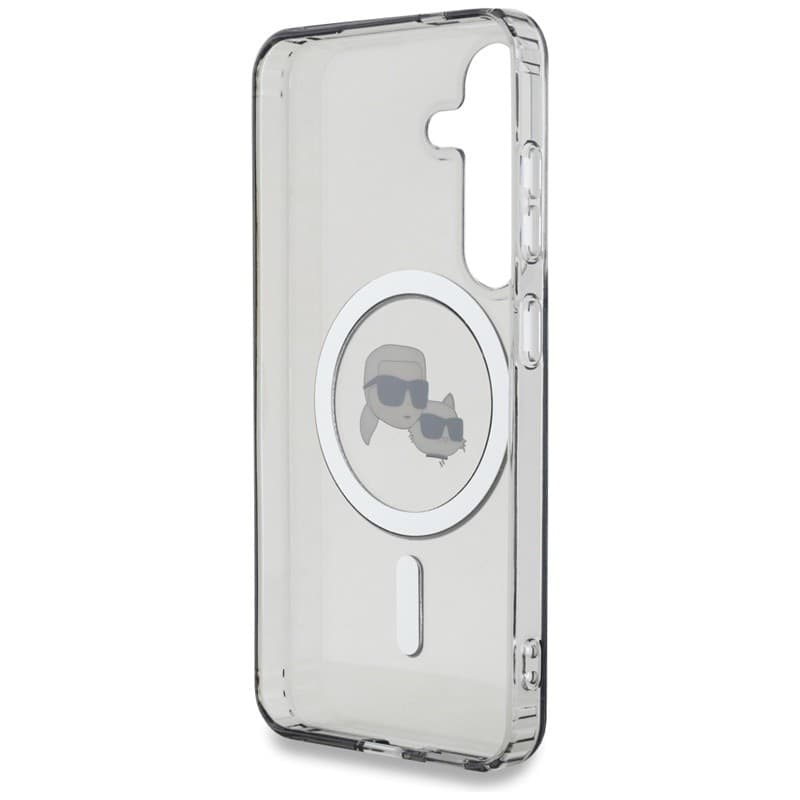 Karl Lagerfeld Button Karl & Choupette Heads Printed Logo MagSafe - Case for Samsung Galaxy S25+ (Black) - 7