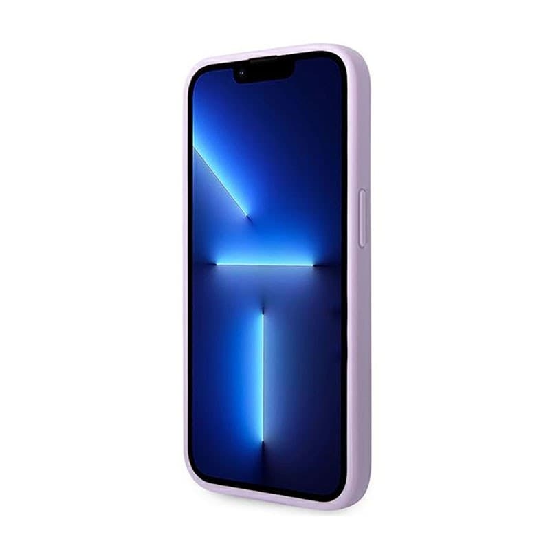 Guess Saffiano Metal Logo Stripes - Case for iPhone 14 Pro (Lilac) - 6
