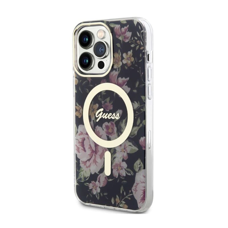 Guess Flower MagSafe - Case iPhone 14 Pro Max (Black) - 2