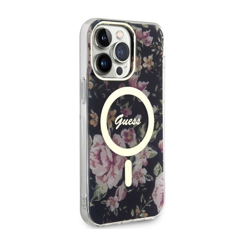 Guess Flower MagSafe - Case iPhone 14 Pro Max (Black) - 4