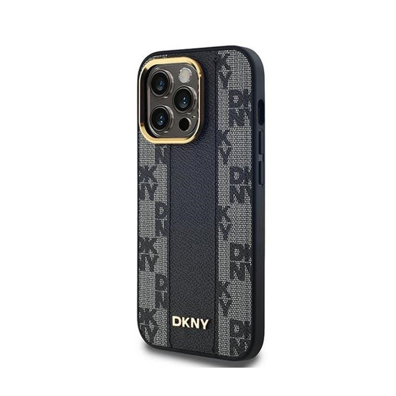 DKNY Leather Checkered Mono Pattern MagSafe - Case for iPhone 14 Pro Max (Black) - 2