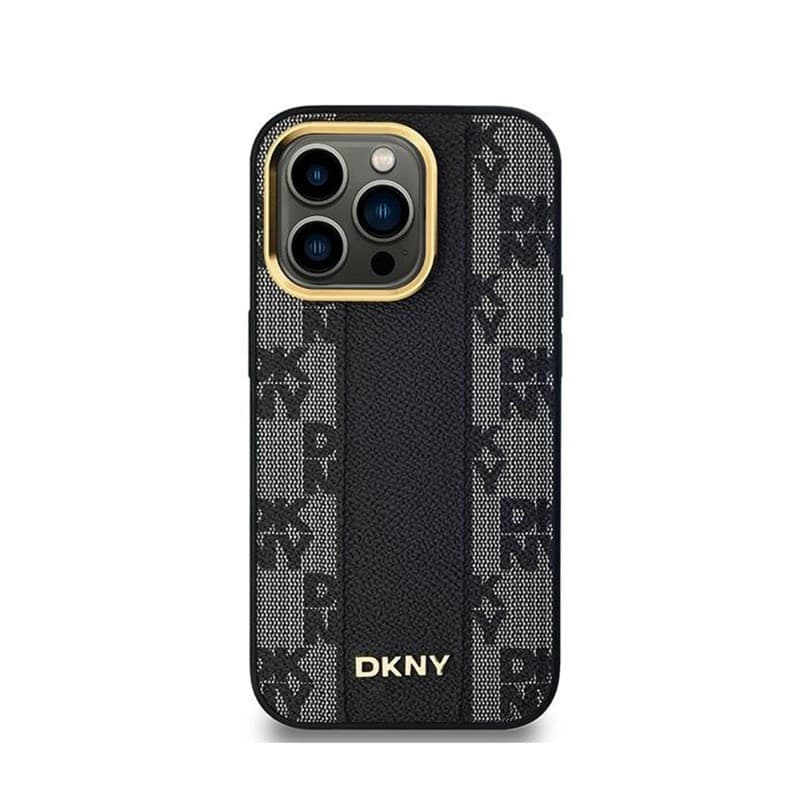 DKNY Leather Checkered Mono Pattern MagSafe - Case for iPhone 14 Pro Max (Black) - 3