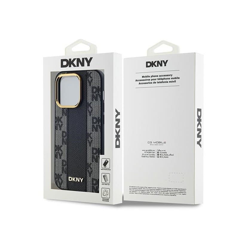 DKNY Leather Checkered Mono Pattern MagSafe - Case for iPhone 14 Pro Max (Black) - 8