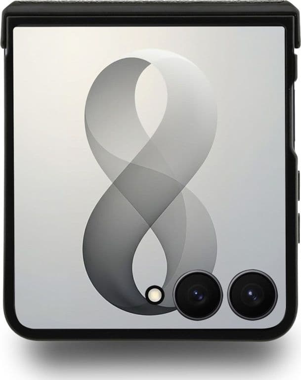 Custodia per Samsung Galaxy Z Flip 8 in pelle BMW M traforata con strisce tricolore e logo in metallo MagSafe (nera) - 3