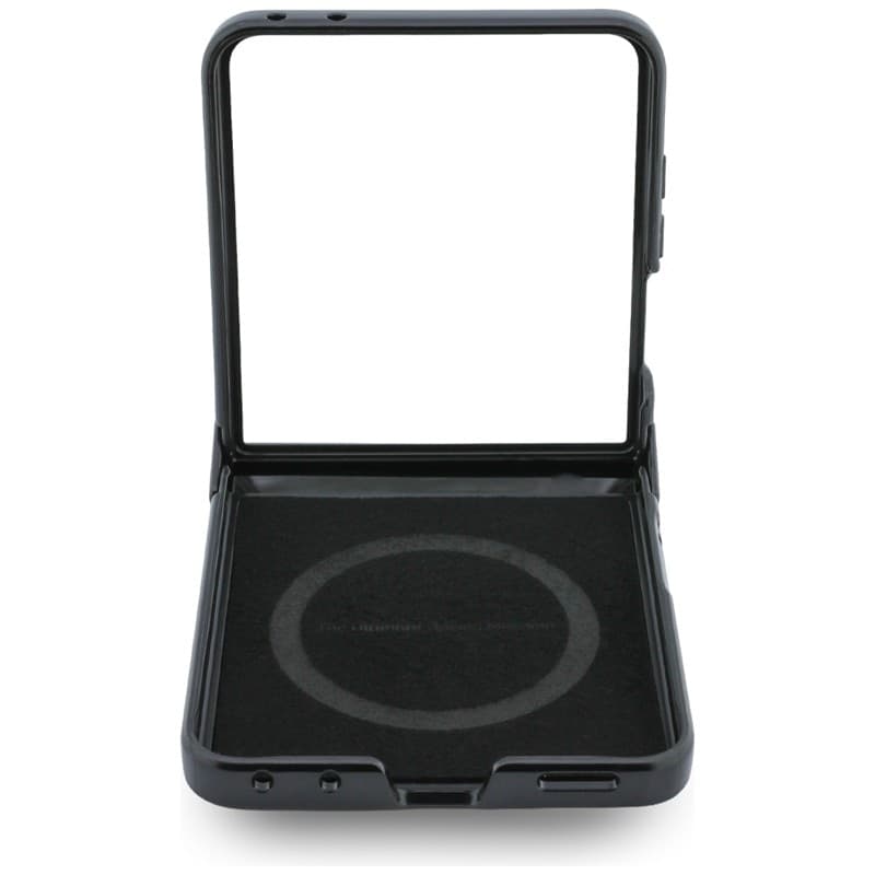 Custodia per Samsung Galaxy Z Flip 8 in pelle BMW M traforata con strisce tricolore e logo in metallo MagSafe (nera) - 6