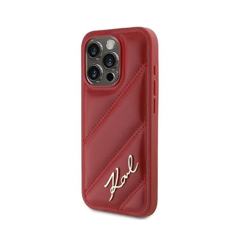 Karl Lagerfeld Diagonal Quilted Script - Case for iPhone 15 Pro Max (Red) - 2