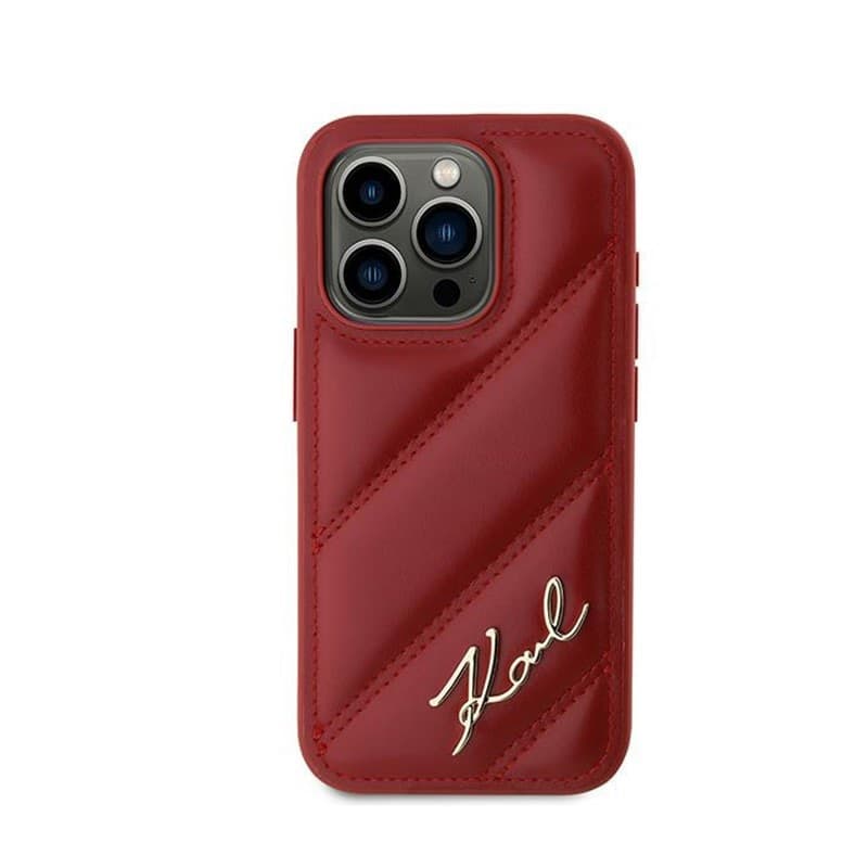 Karl Lagerfeld Diagonal Quilted Script - Case for iPhone 15 Pro Max (Red) - 3