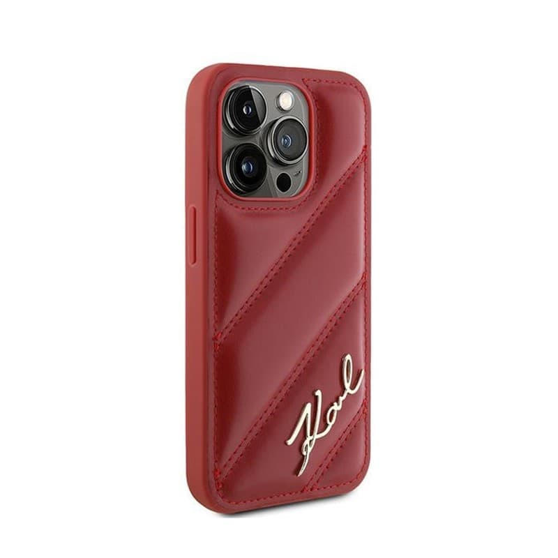 Karl Lagerfeld Diagonal Quilted Script - Case for iPhone 15 Pro Max (Red) - 4