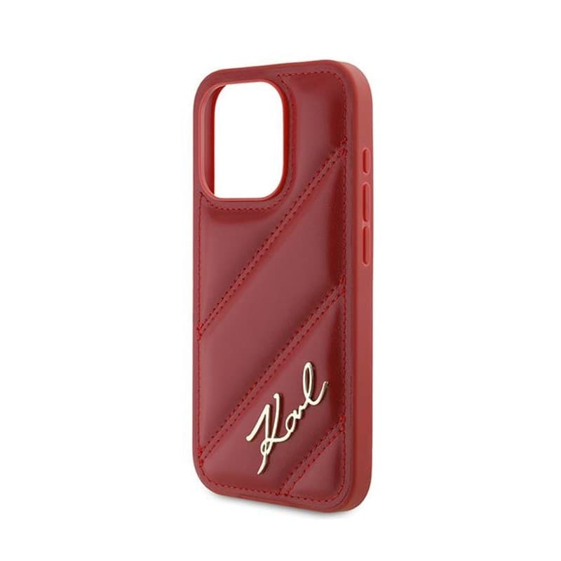 Karl Lagerfeld Diagonal Quilted Script - Case for iPhone 15 Pro Max (Red) - 6