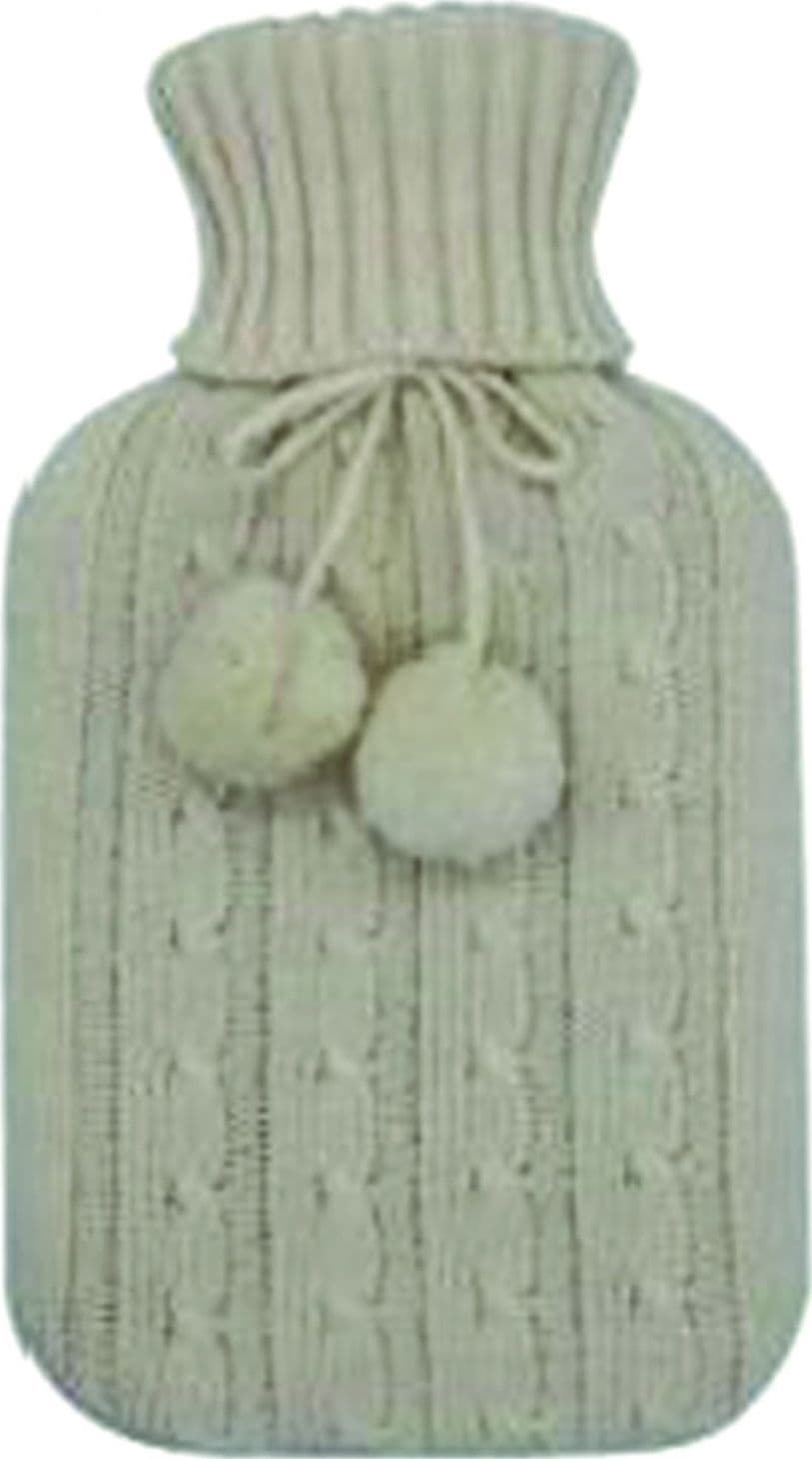 Borsa acqua calda calda pompom   2 lt gomma rivestita con  maglia decorata - 2