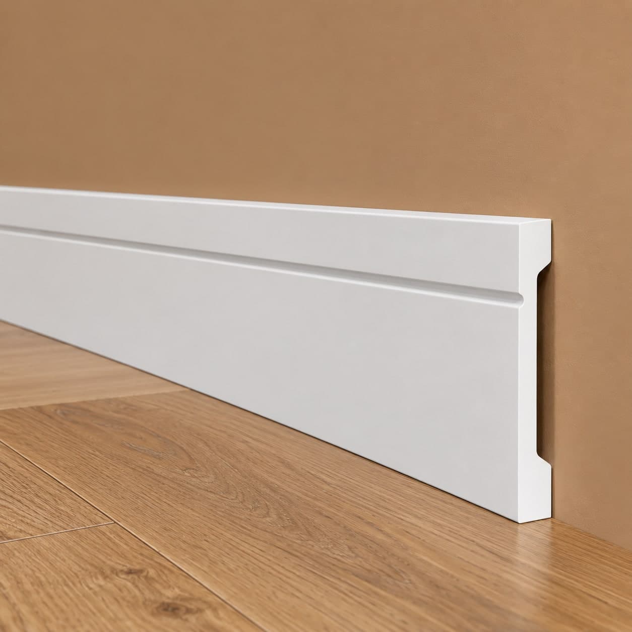 Battiscopa SQUADRATO BIANCO Passacavo ELEGANT 130x15mm in POLIMERI - Polistrutturato (prezzo al metro) - 3