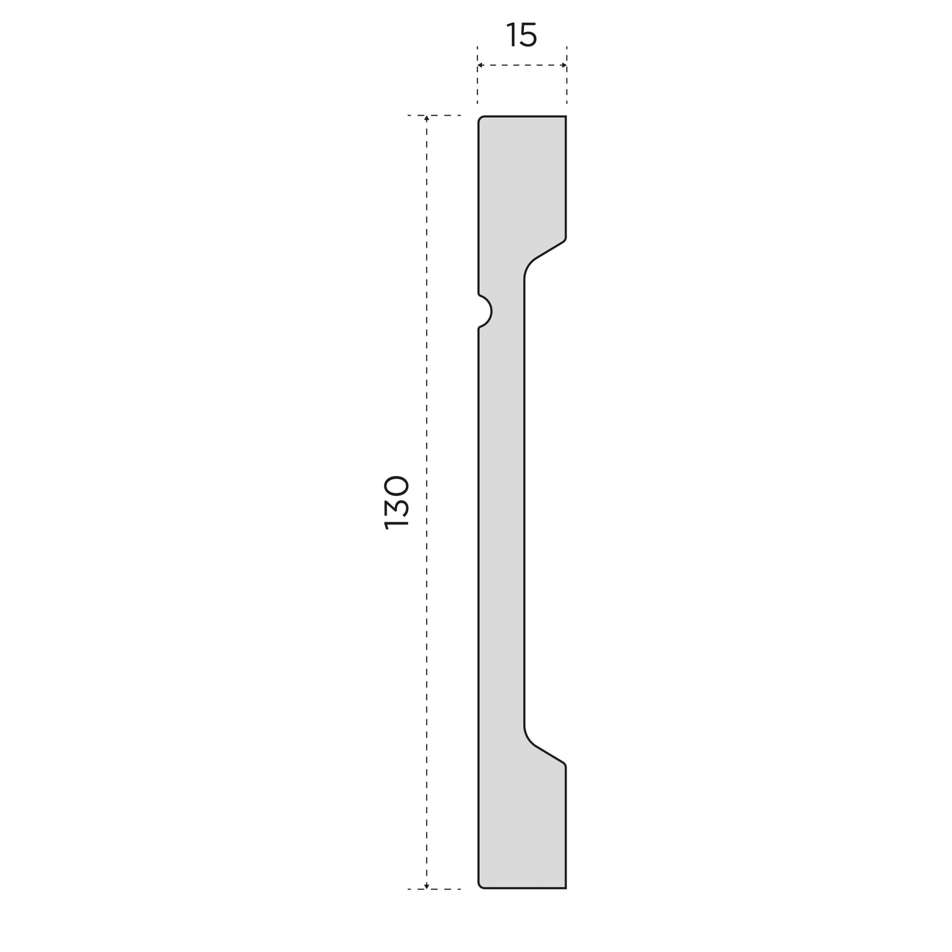 Battiscopa SQUADRATO BIANCO Passacavo ELEGANT 130x15mm in POLIMERI - Polistrutturato (prezzo al metro) - 5