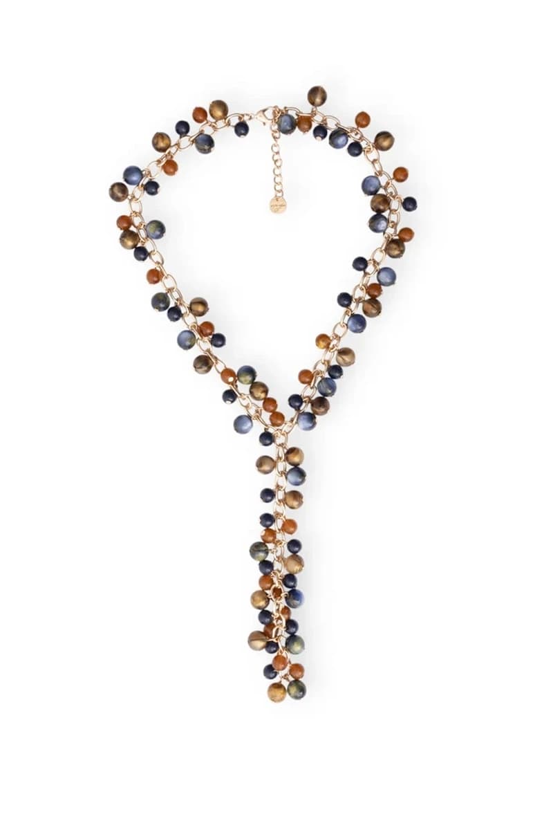 Collana a catena in metallo con charms e sfere blu | MYA ACCESSORIES - 2