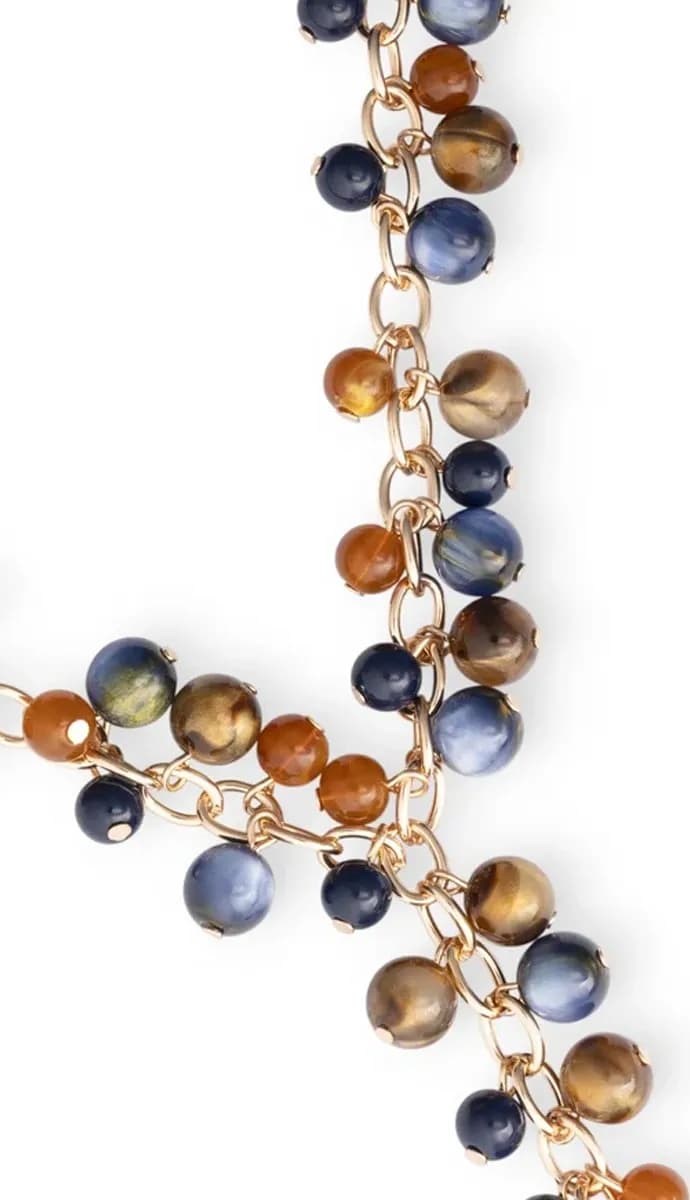 Collana a catena in metallo con charms e sfere blu | MYA ACCESSORIES - 3