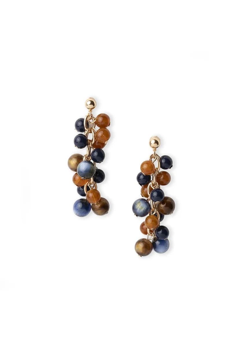 Orecchini in metallo con charms e sfere in acrilico blu | MYA ACCESSORIES - 2