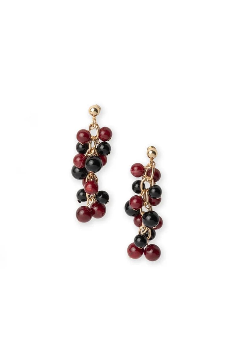 Orecchini in metallo con charms e sfere in acrilico rosso e nero | MYA ACCESSORIES - 2