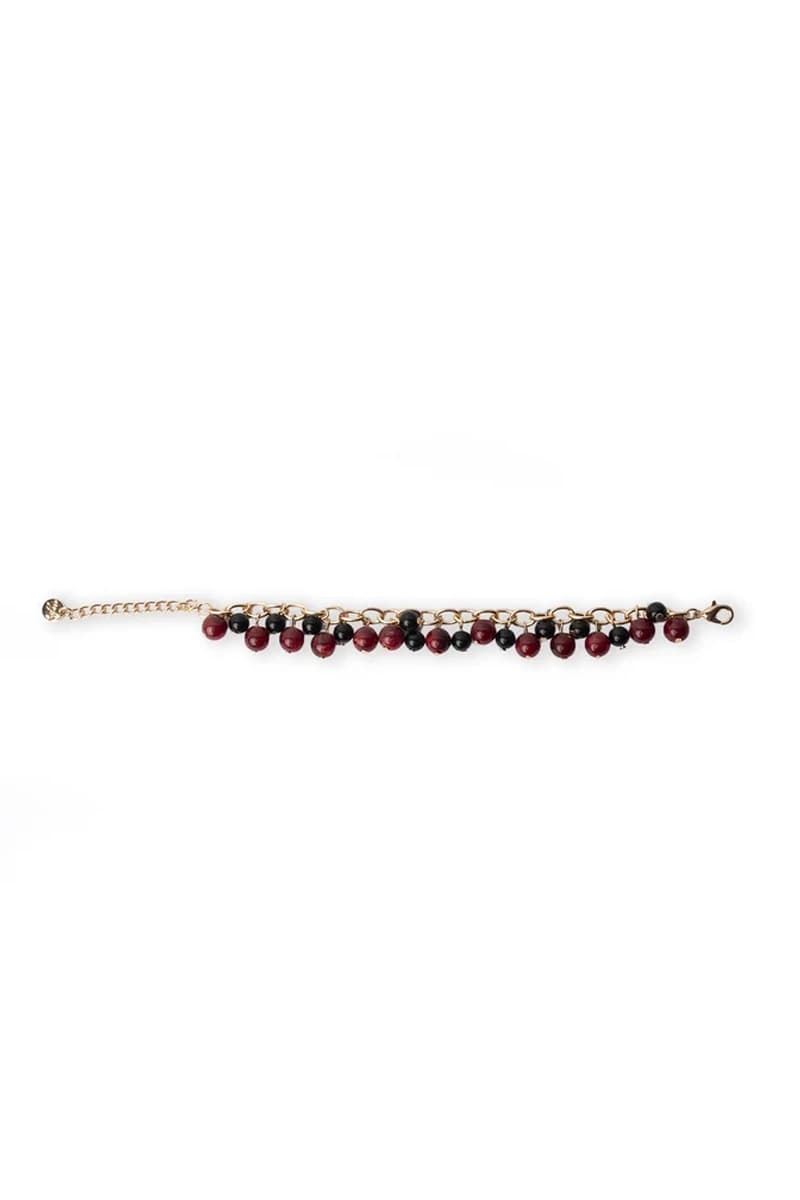 Bracciale in metallo con charms e dettagli in acrilico rosso e nero | MYA ACCESSORIES - 2
