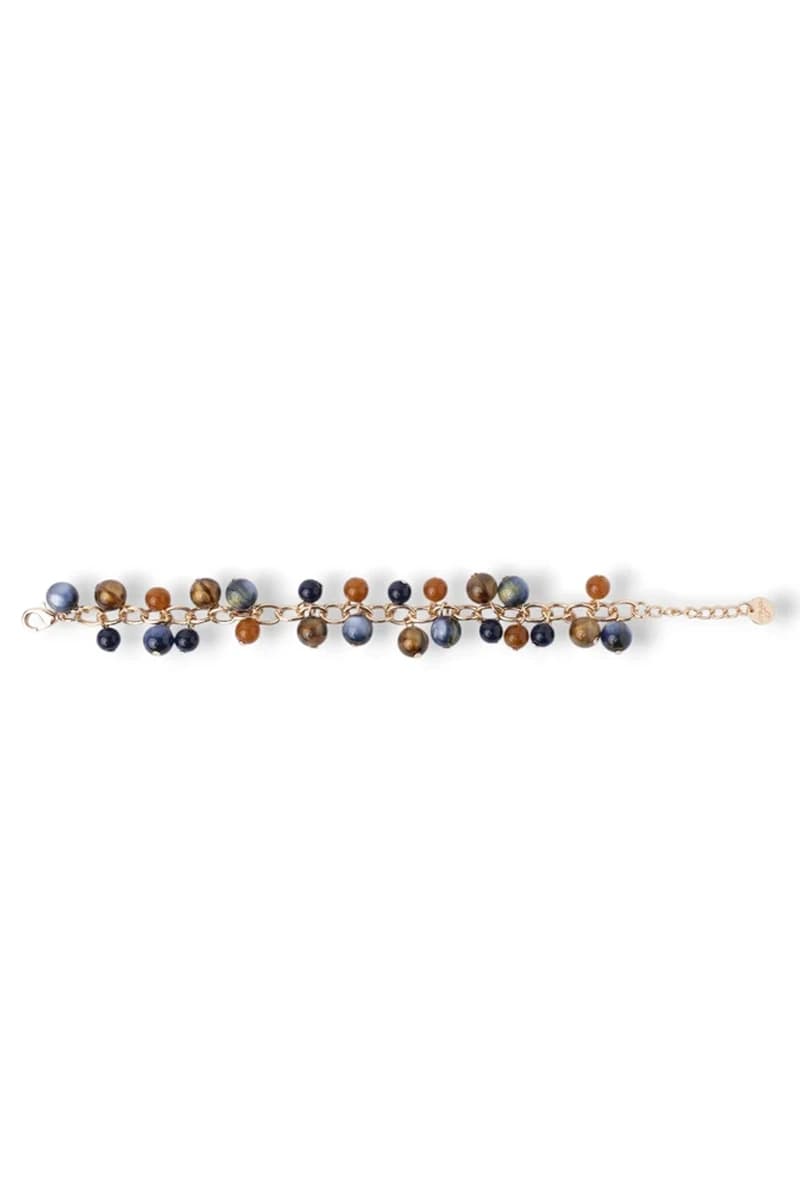 Bracciale in metallo con charms e dettagli in acrilico blu | MYA ACCESSORIES - 2