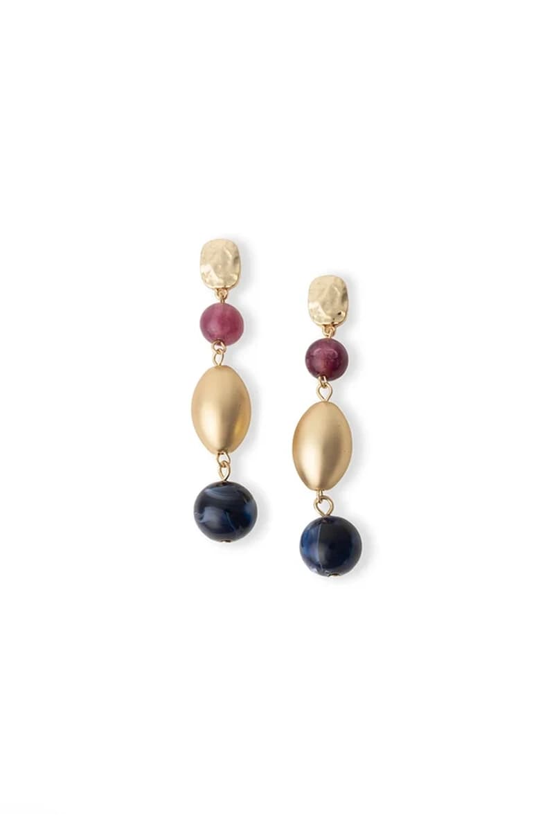 Orecchini pendenti in metallo e acrilico blu e viola | MYA ACCESSORIES - 2
