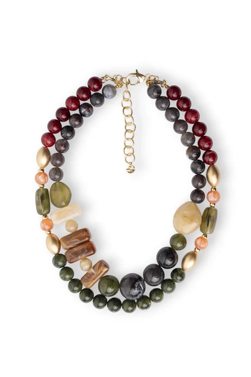 Collana con pietre in acrilico verde e rosso | MYA ACCESSORIES - 2
