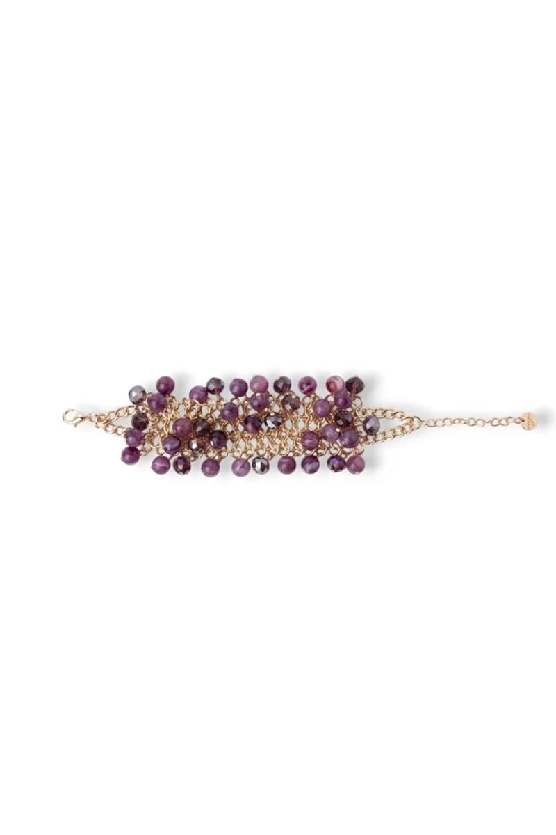 Bracciale in metallo con charms e dettagli in vetro rosso | MYA ACCESSORIES - 2