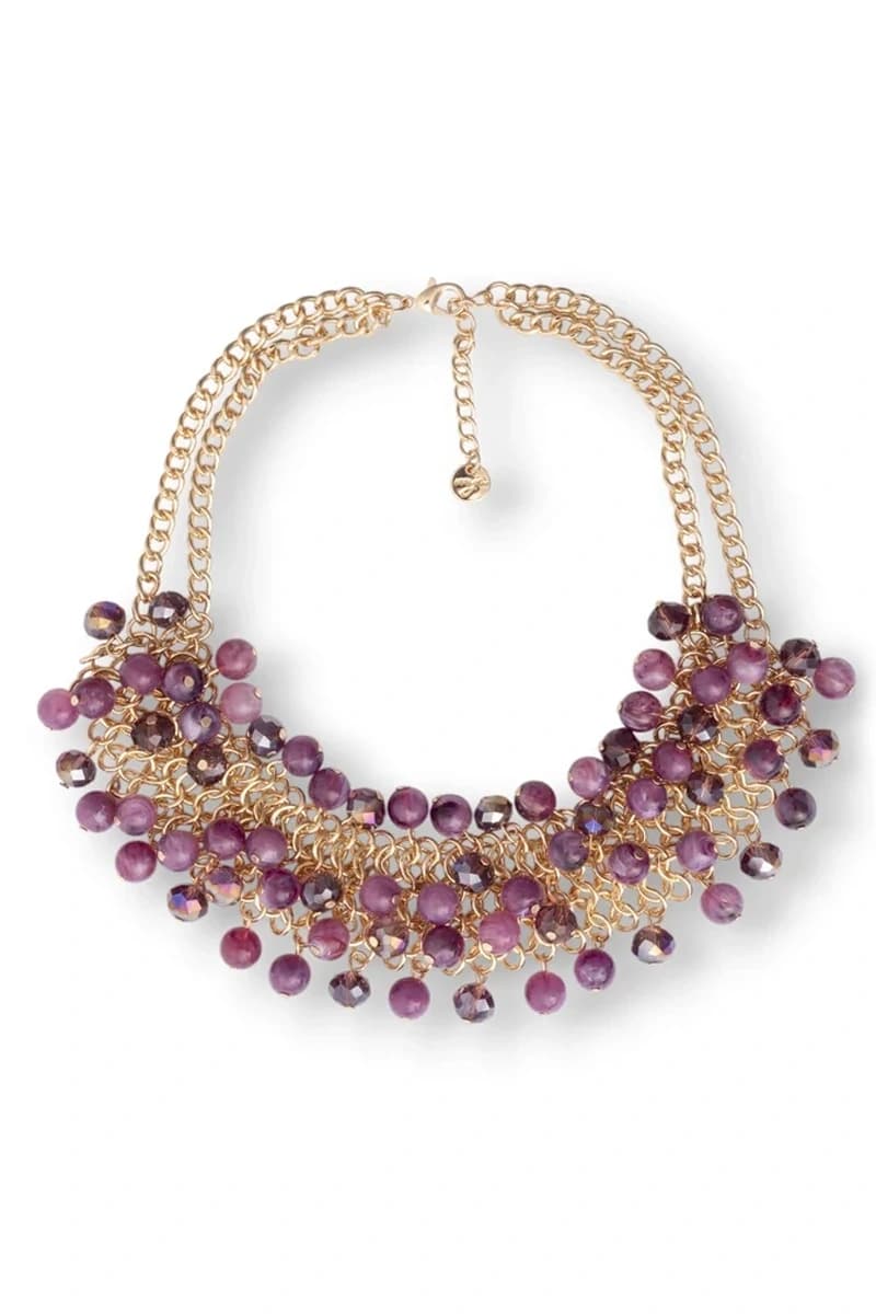 Collana in metallo con pietre in vetro sfaccettate rosso | MYA ACCESSORIES - 2