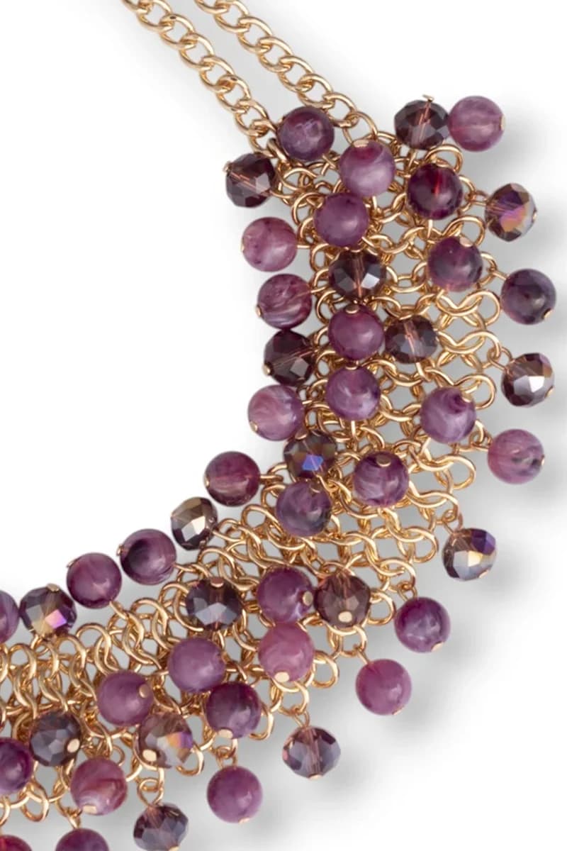 Collana in metallo con pietre in vetro sfaccettate rosso | MYA ACCESSORIES - 3