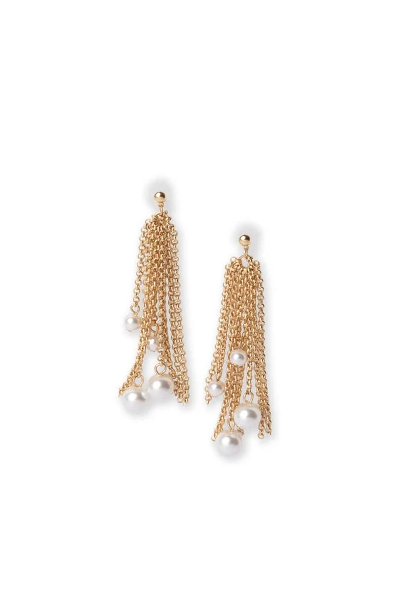 Orecchini pendenti con catene in metallo e pietre in vetro | MYA ACCESSORIES - 2