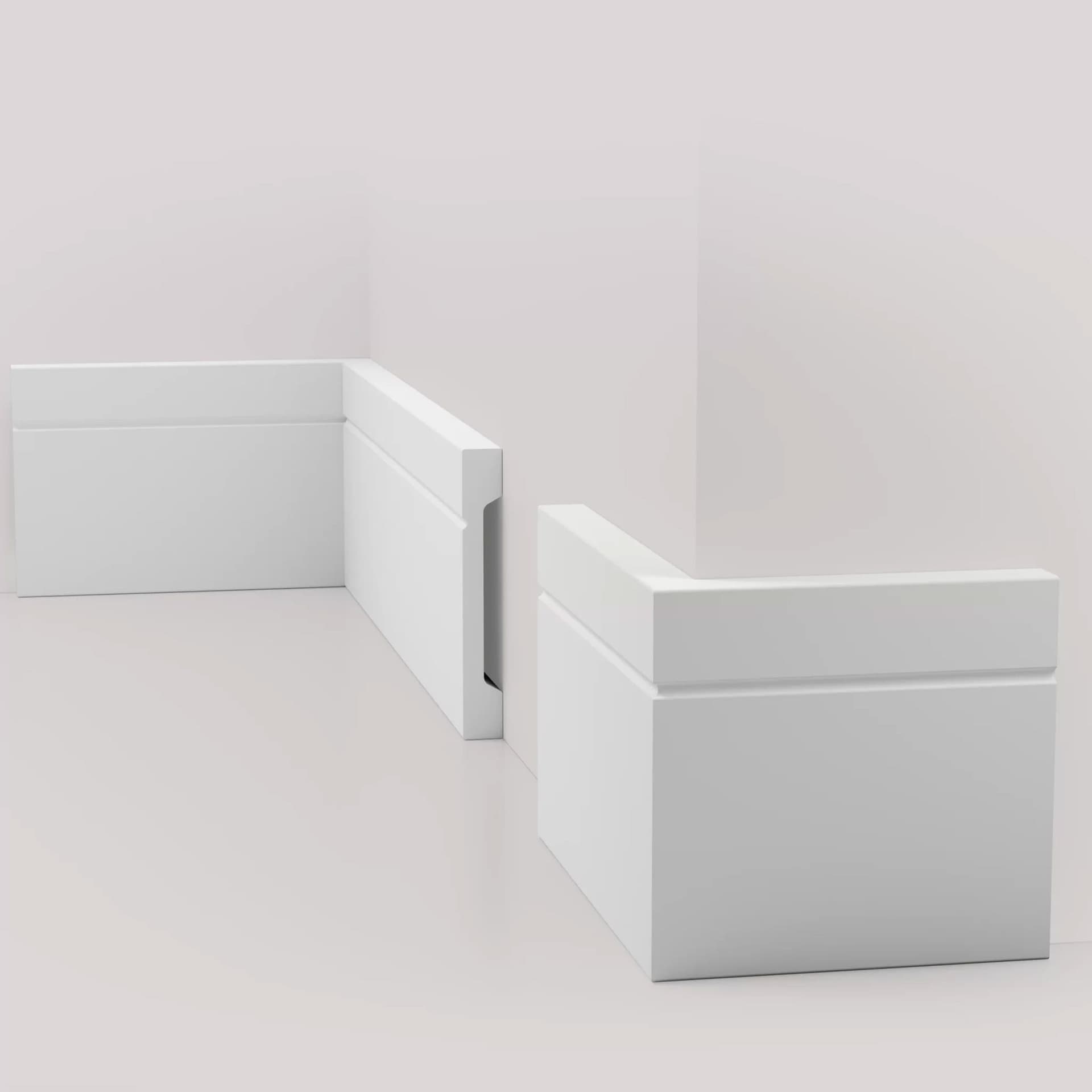 Battiscopa SQUADRATO BIANCO Passacavo ELEGANT 110x15mm in POLIMERI - Polistrutturato (prezzo al metro) - 5