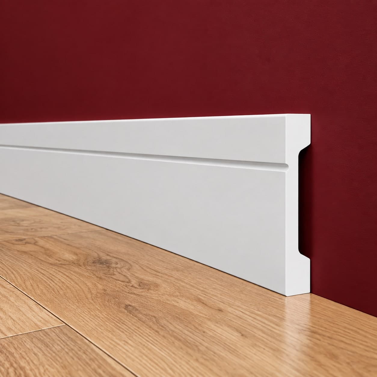 Pacco da 108ML di Battiscopa SQUADRATO BIANCO Passacavo ELEGANT 110x15mm in POLIMERI - Polistrutturato - 6