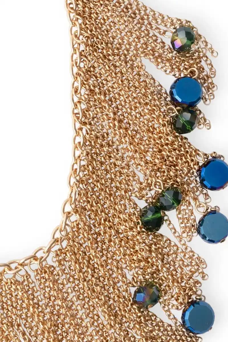 Collana a cascata con catene in metallo e pietre in vetro blu | MYA ACCESSORIES - 3