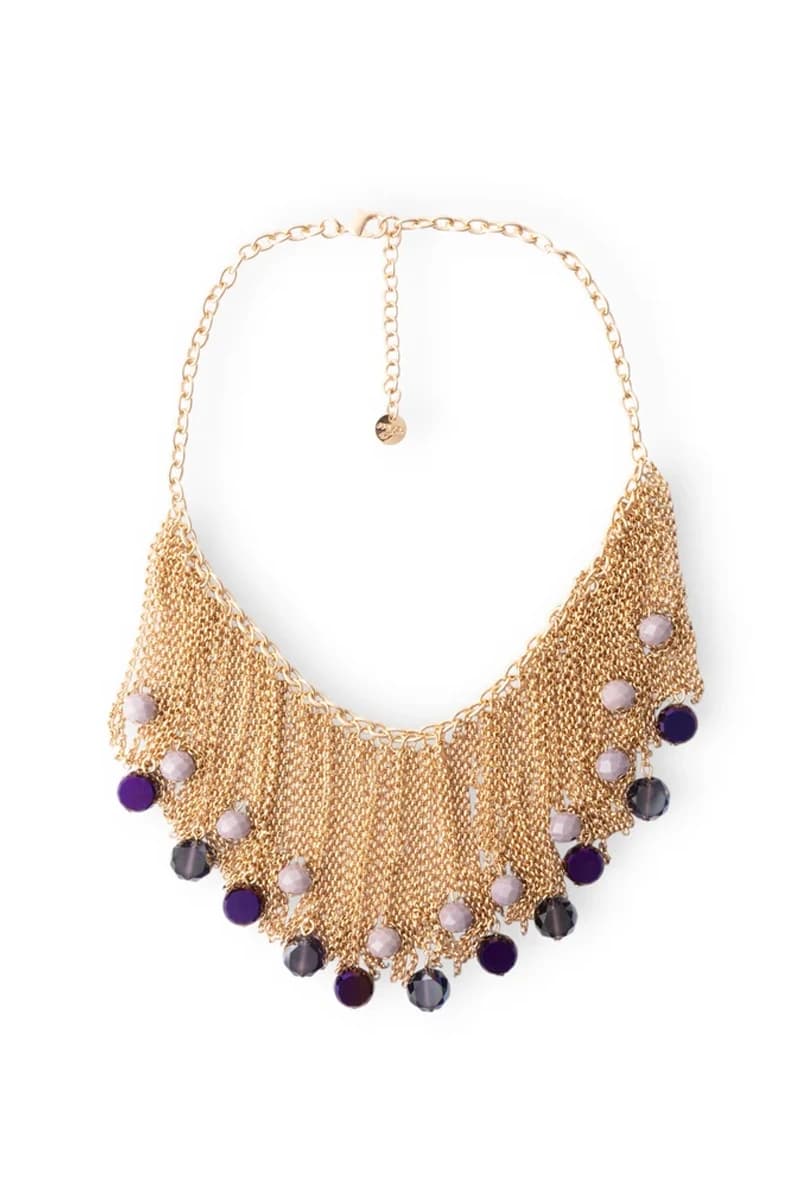 Collana a cascata con catene in metallo e pietre in vetro marrone | MYA ACCESSORIES - 2