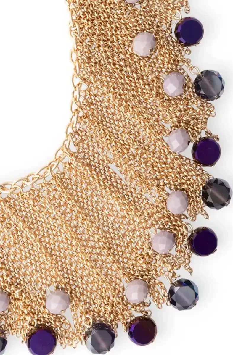 Collana a cascata con catene in metallo e pietre in vetro marrone | MYA ACCESSORIES - 3