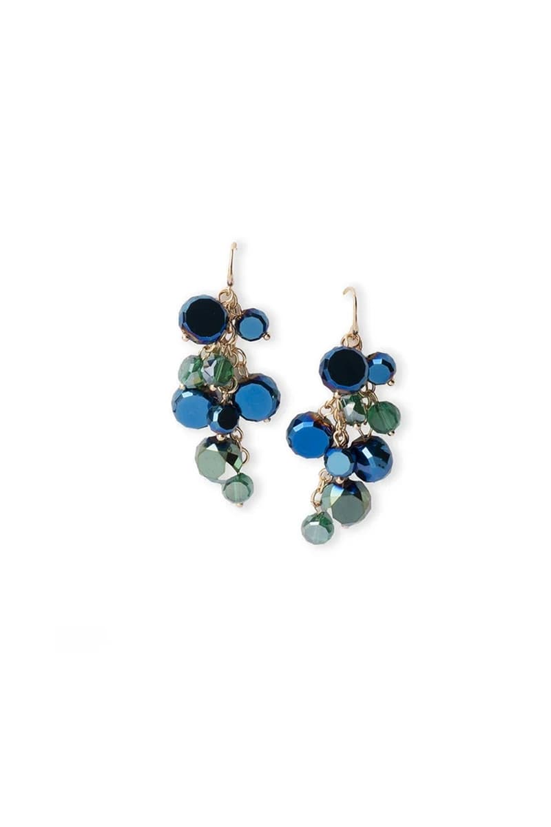 Orecchini in metallo con cerchietti e pietre in vetro blu | MYA ACCESSORIES - 2